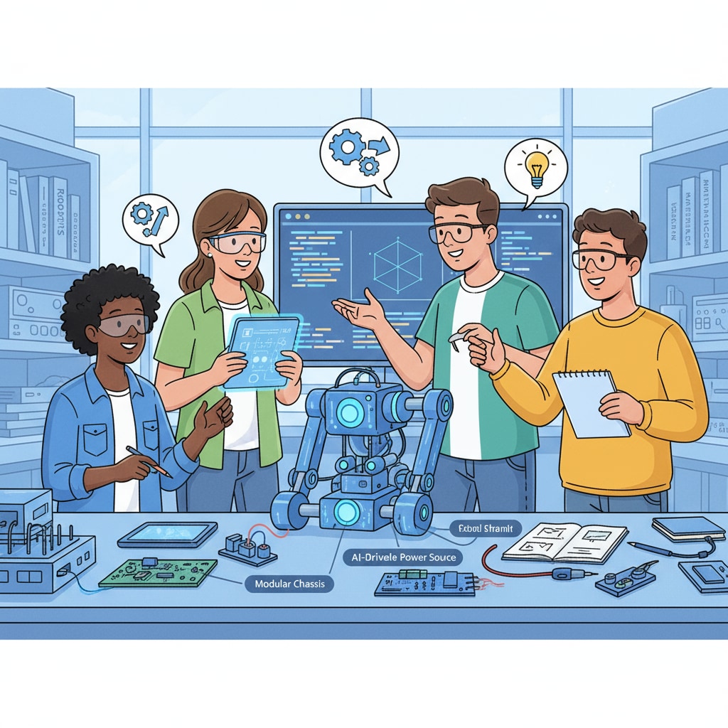 A group of students collaborating on an engineering project, showcasing teamwork and innovation in the field. Students collaborating on an engineering project related to education pathways in engineering and computer science