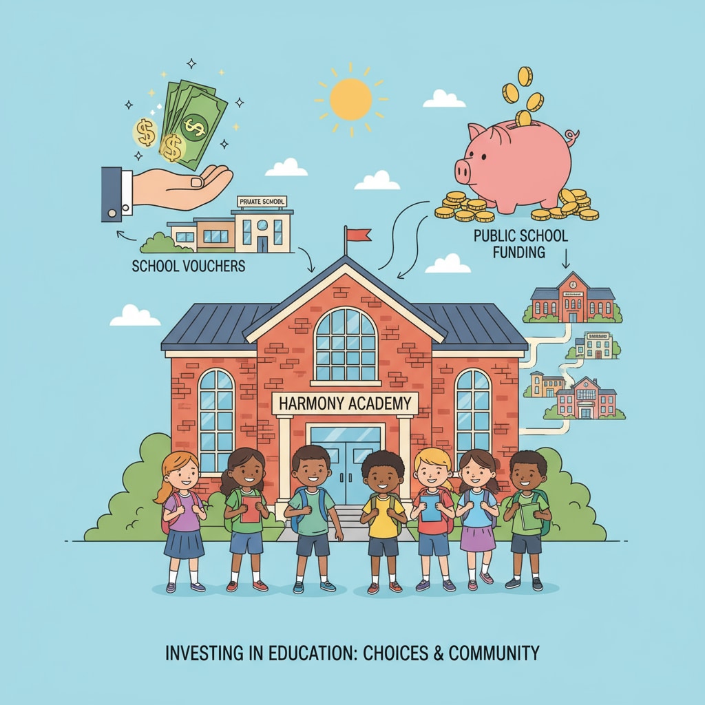 Students entering a school building related to school vouchers and public school funds