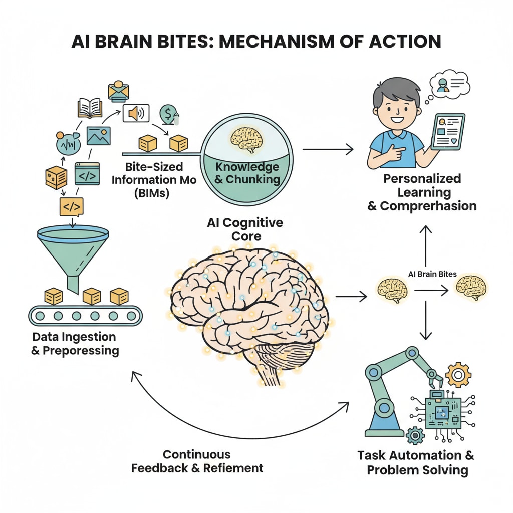 Diagram of the working mechanism of AI Brain Bites as an educational learning tool