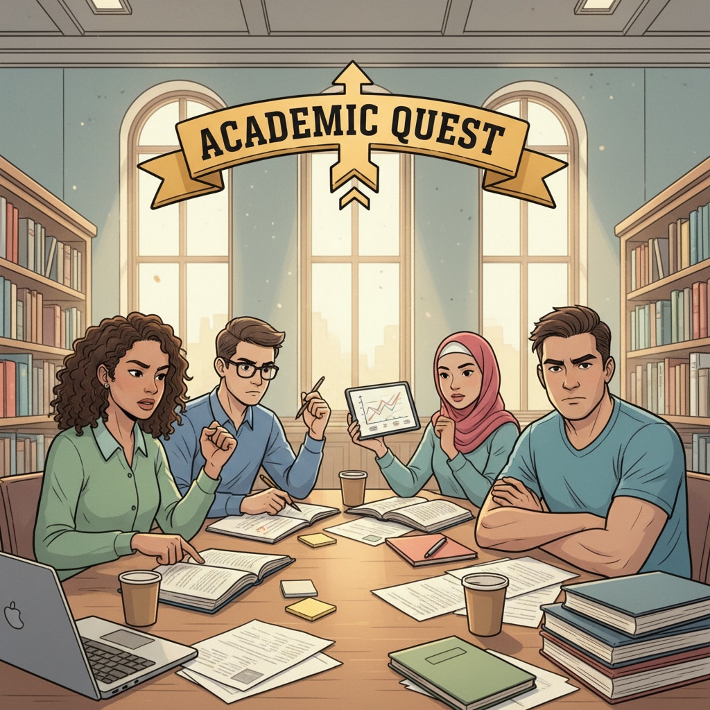 A group of students sitting in a college library, looking determined, representing the spirit of students who are ready to overcome academic challenges. Students in a college library showing determination related to academic failure, university expulsion, and reapplication