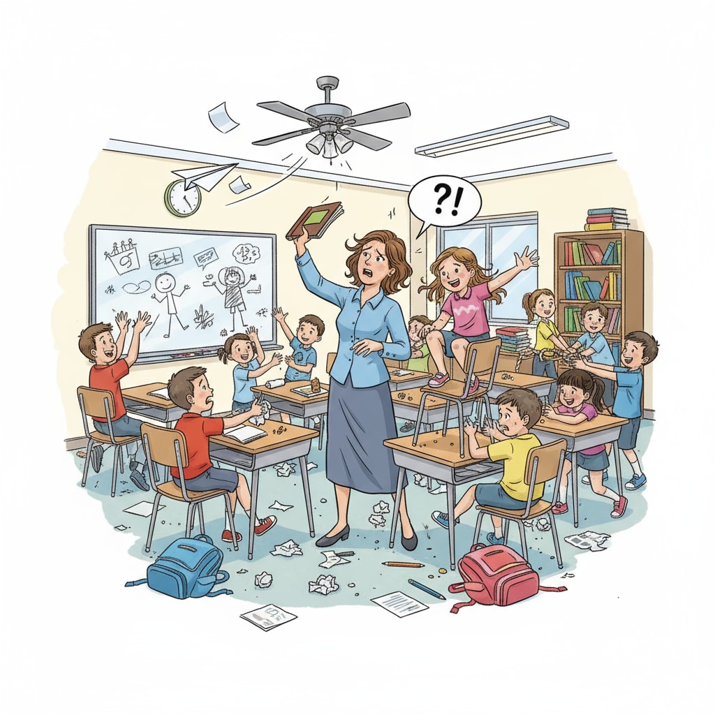 Students creating chaos in the classroom, representing student behavior issues