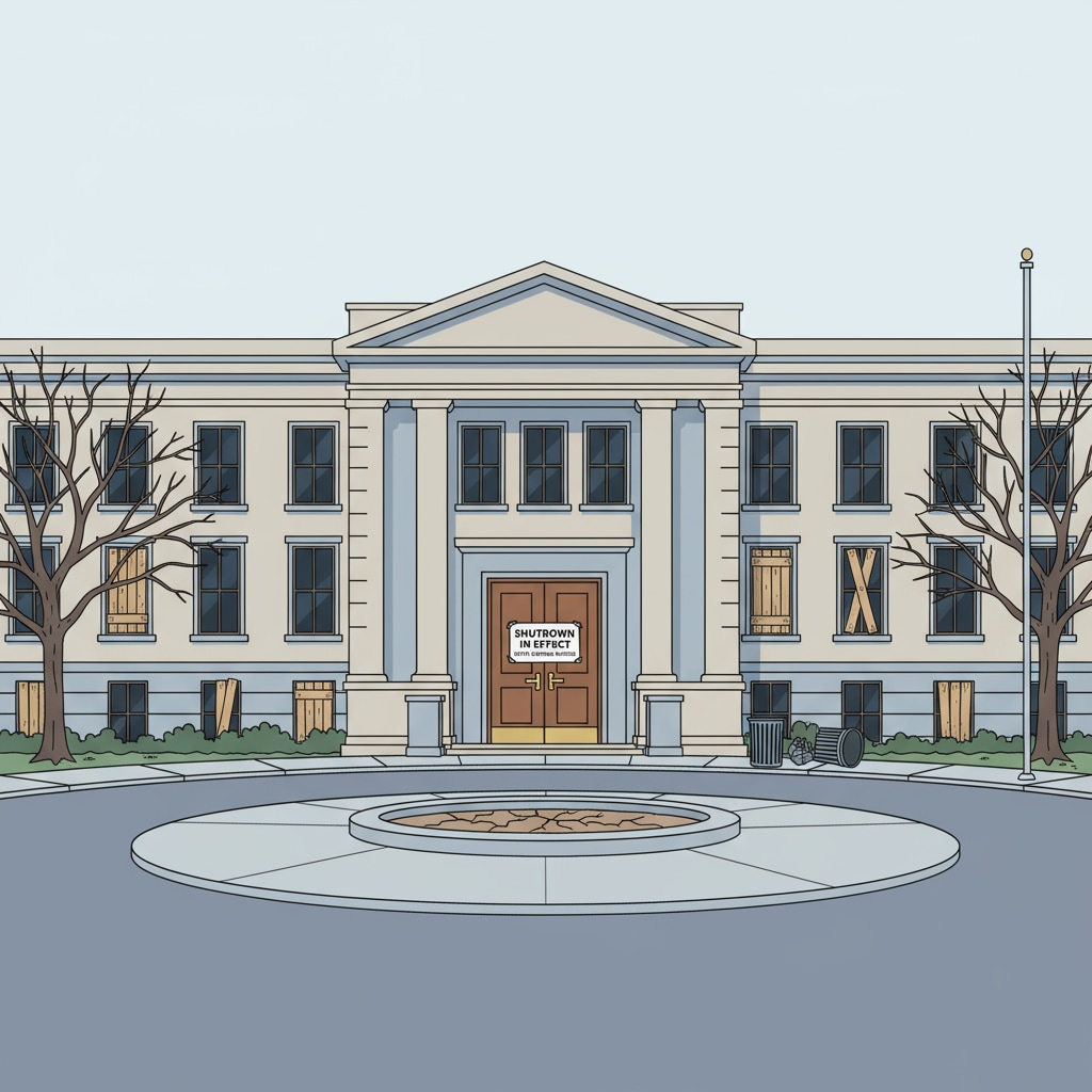 A government office building with a closed door and a sign that says  Closed government office due to the shutdown, which impacts special education for students with disabilities