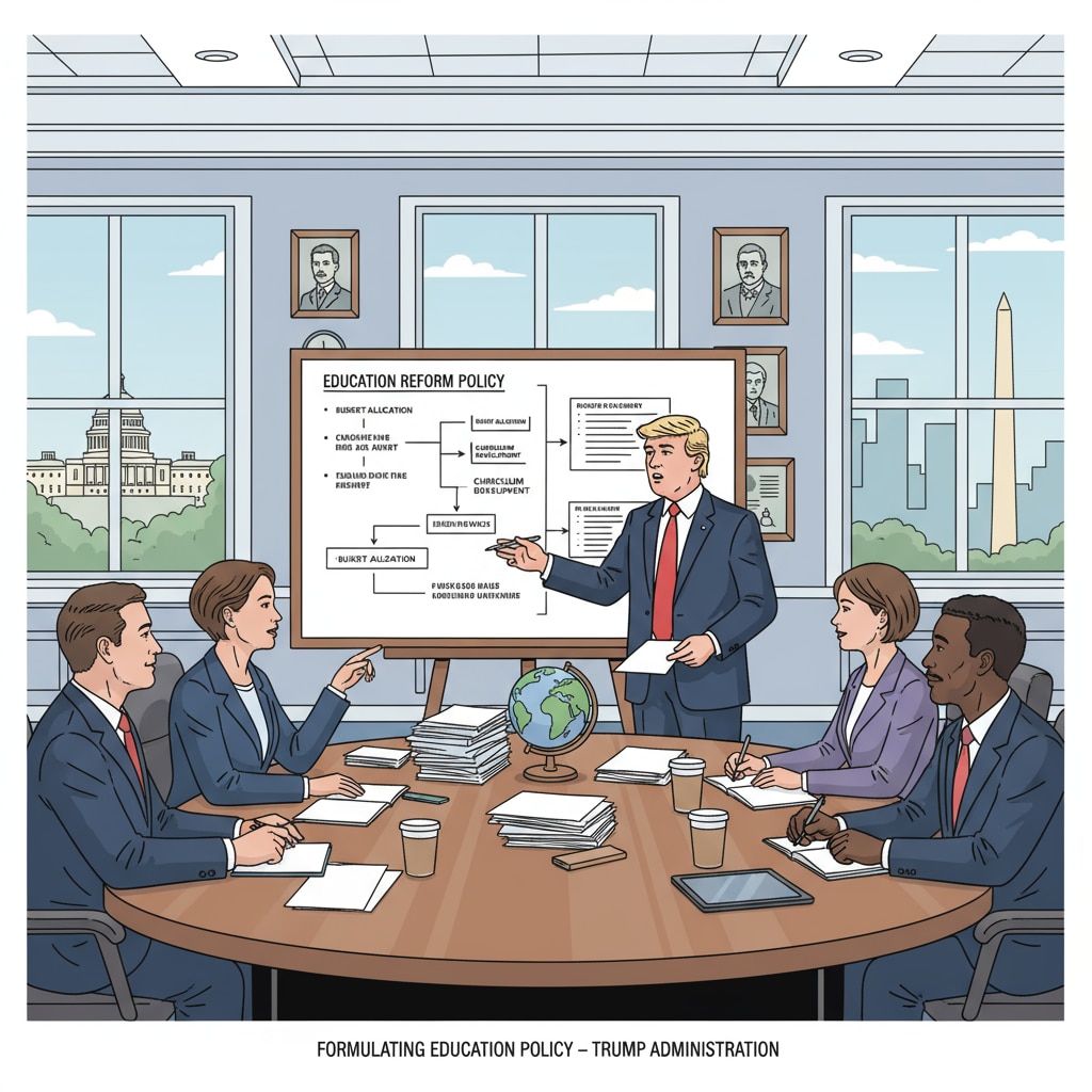 A government official in a meeting, discussing and formulating education policies during the Trump administration. Government official involved in Trump administration education reforms and Department of Education decision - making