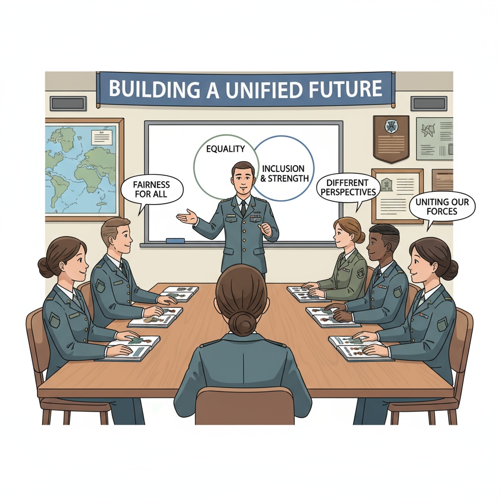 Students in a military school classroom engaged in a discussion about equality and diversity. Military school students discussing equality and diversity which is promoted by the ruling on LGBTQ+ education resources in Department of Defense education under First Amendment.