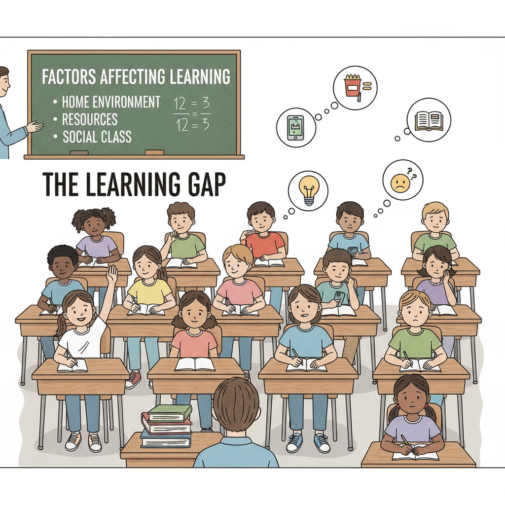 Classroom scene highlighting social class differences in US K12 education system