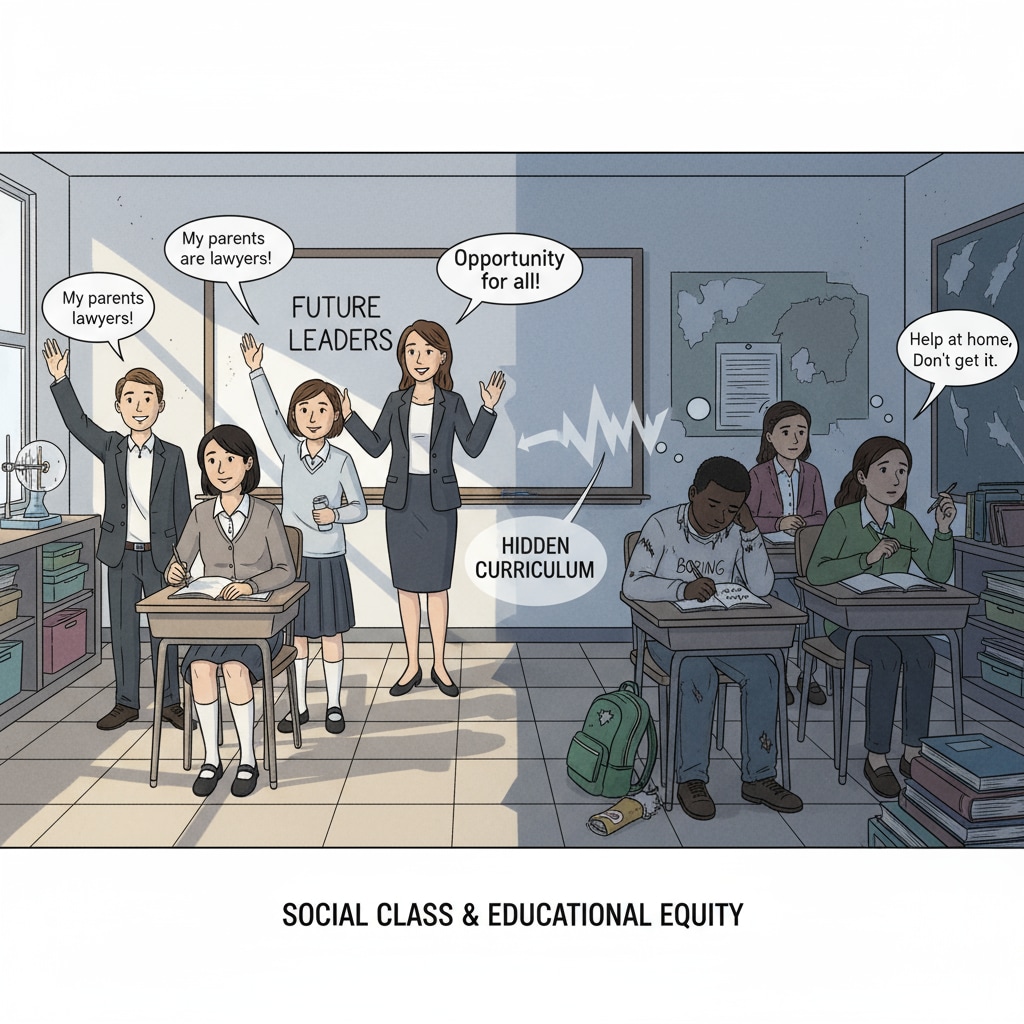Students in a classroom showing the influence of hidden curriculum related to social class in US K12 education