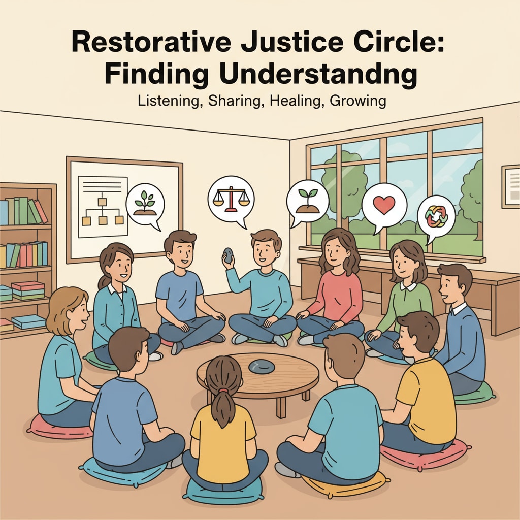 Students and teachers engaged in restorative justice discussion in K12 education