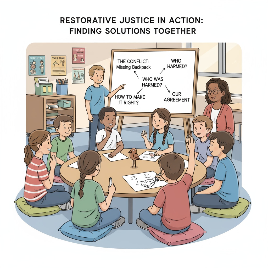 Students in Title 1 school implementing restorative justice activity