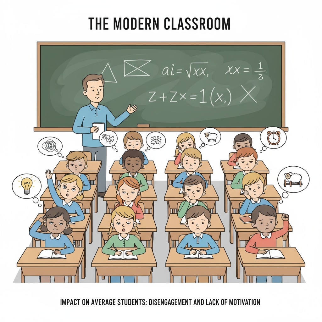 A classroom view showing the situation of middle ground students in the current education system