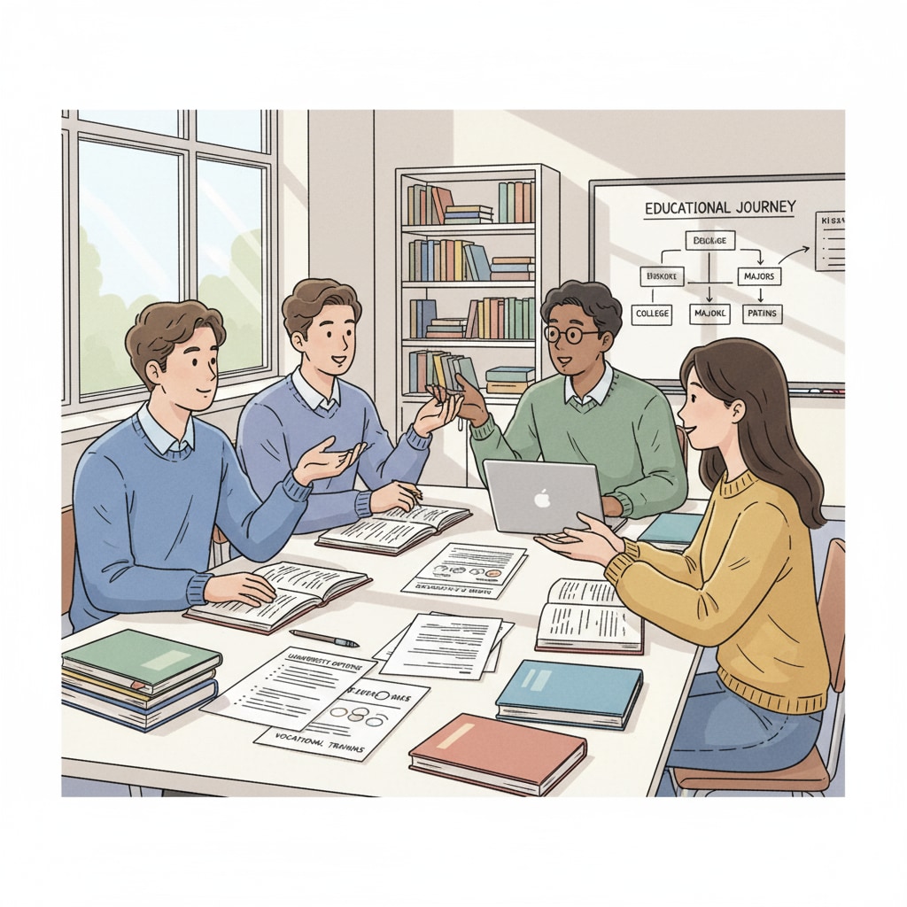 Students discussing educational choices related to computer science and A-level courses in a classroom