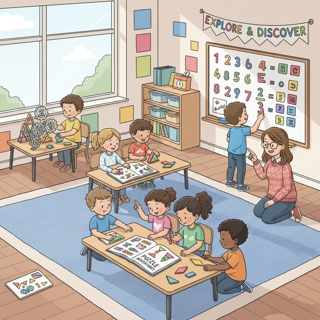 Kindergarten gifted program classroom scene related to educational equality