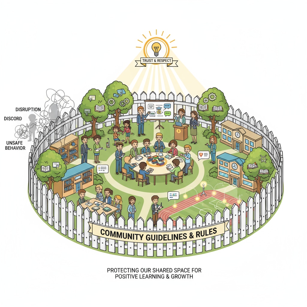Visual representation of how community rules create a positive educational environment