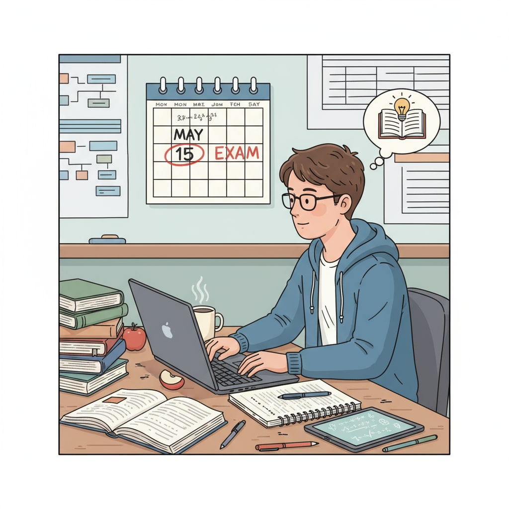 A student practicing time management for exam preparation.