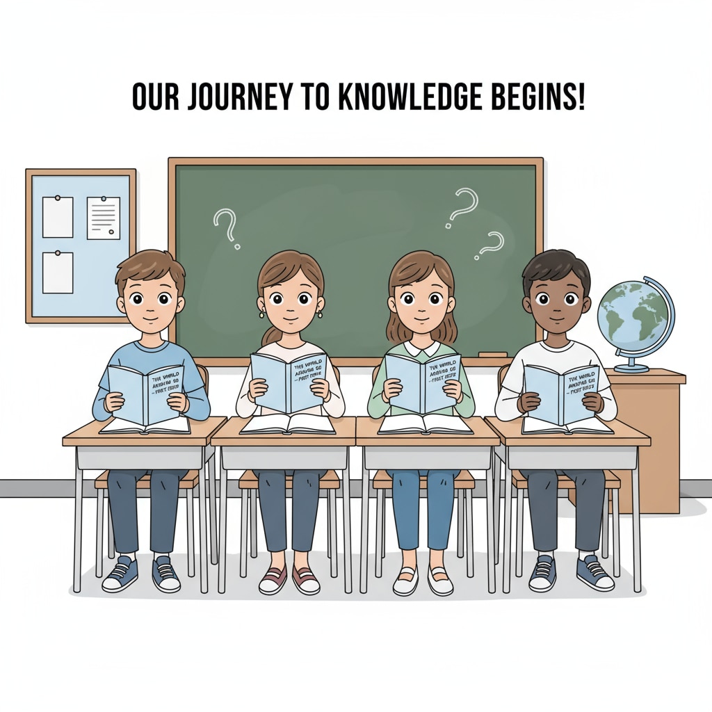 A group of teenagers sitting in a classroom, looking eager to learn, representing the target group of 13 - 14 - year - old teenagers with zero basic education Teenagers with zero basic education in a classroom, ready for learning