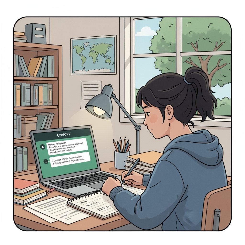 A student using ChatGPT to potentially cheat on homework