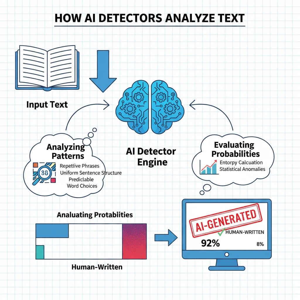 Diagram of an AI detector analyzing text