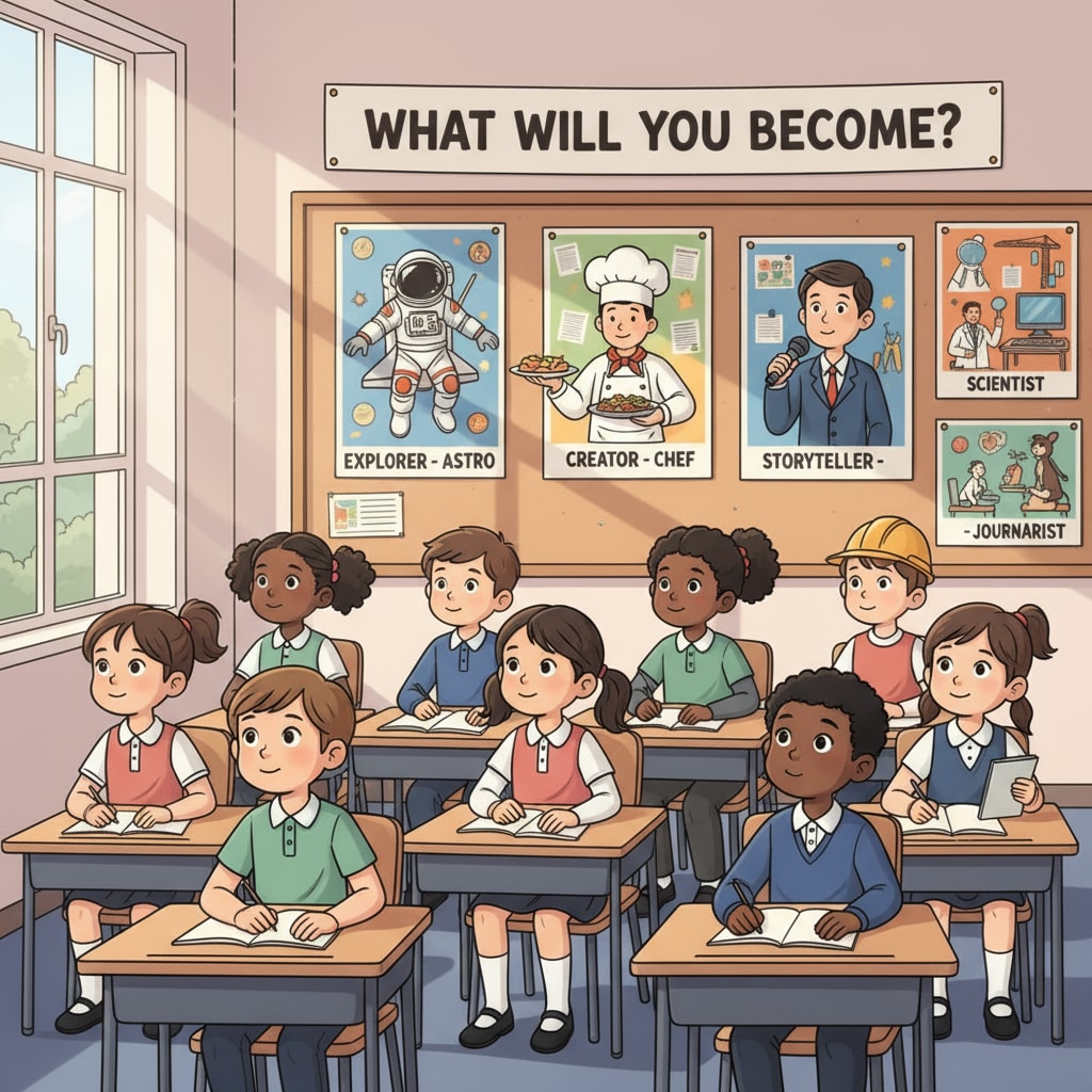 K12 students exploring career options in a classroom