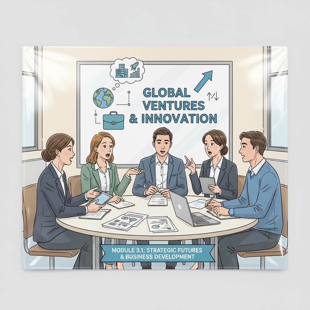 A group of business students are having a discussion in a classroom setting, looking engaged and focused on their future plans. Business students discussing higher education and career options in a classroom