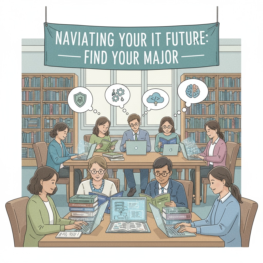 Students researching IT majors for professional selection and career development