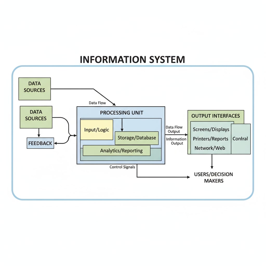 Diagram of an information system for understanding Information Systems Engineering in IT professional selection and career development