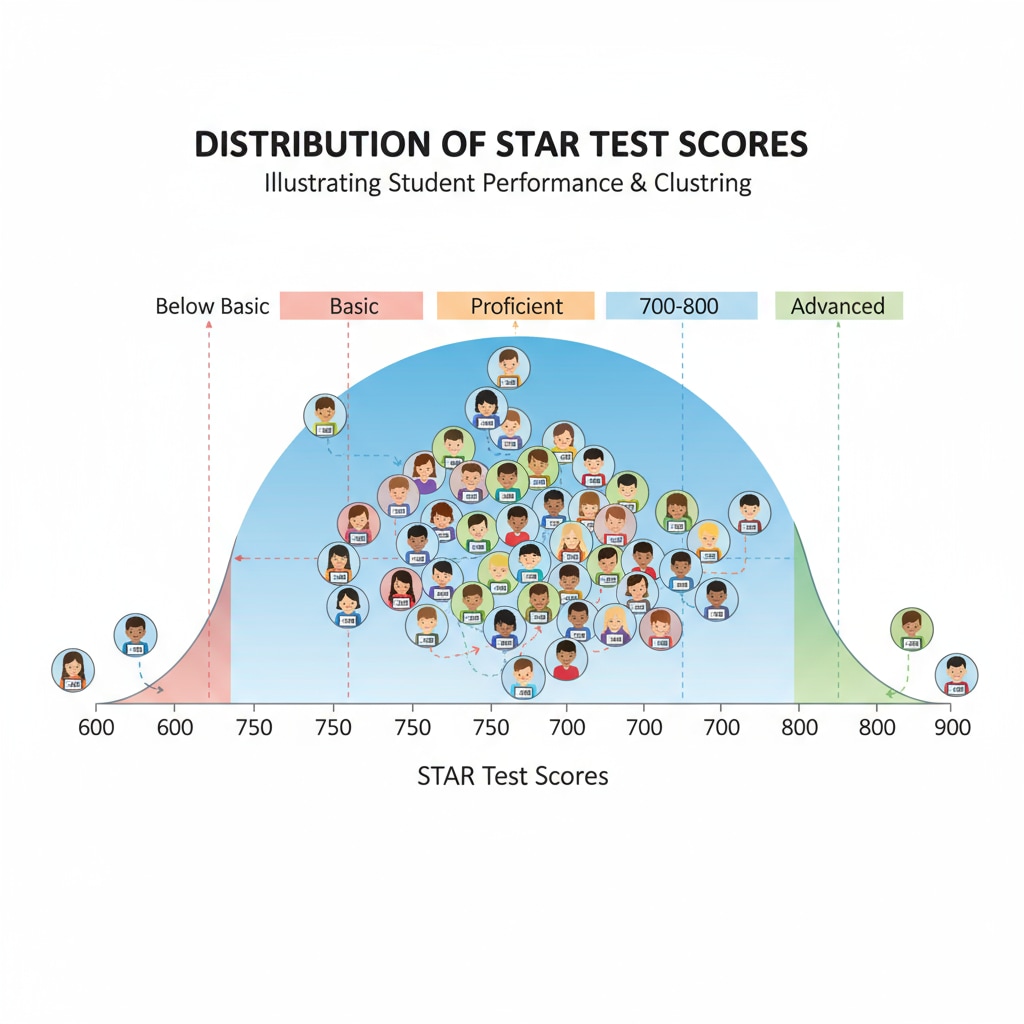 Distribution of STAR test scores related to percentile rank and student performance