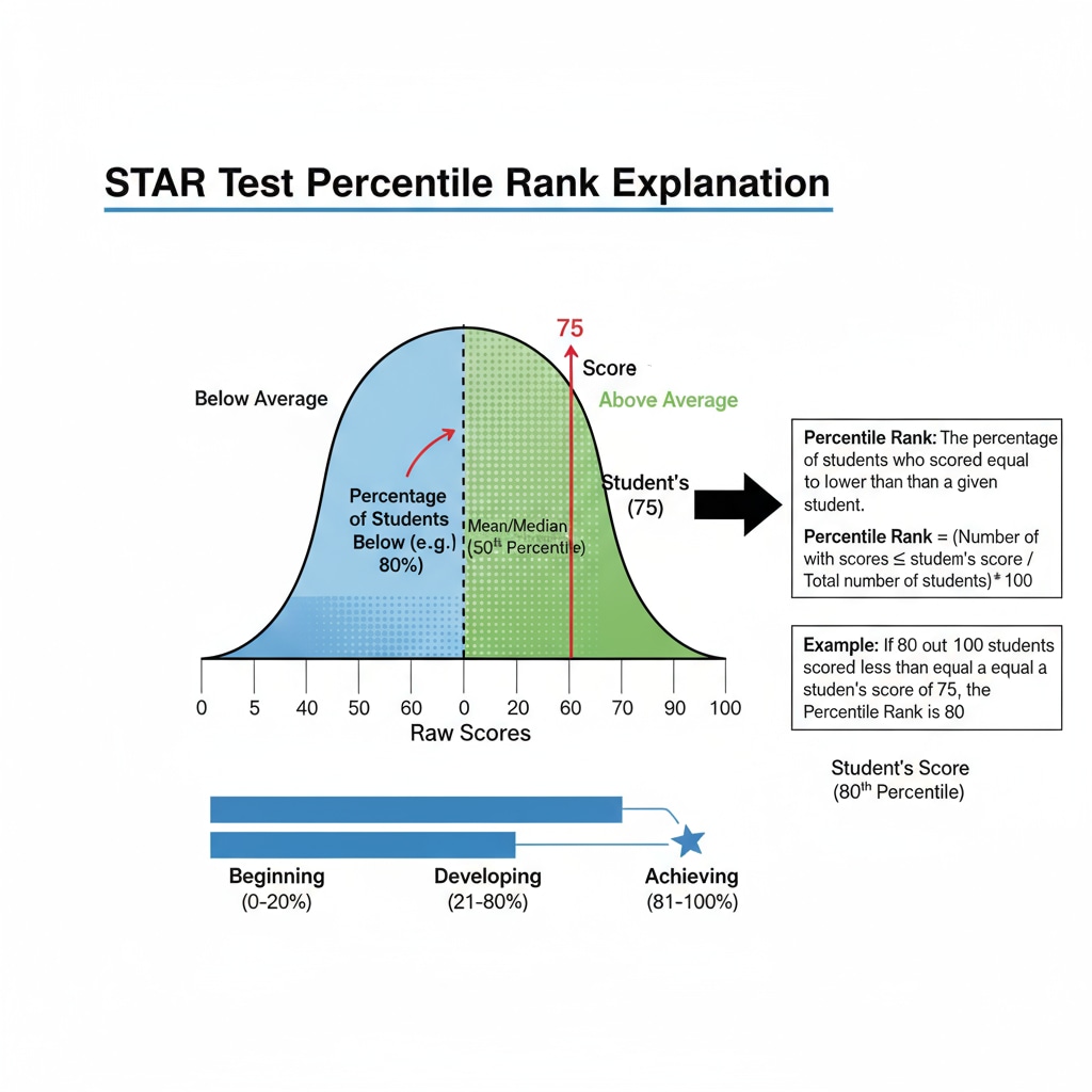 Visual representation of percentile ranks in STAR test for understanding student performance