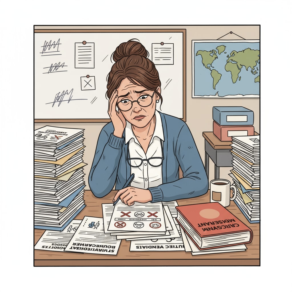 A teacher under work stress from dealing with student behavior issues and lacking support.