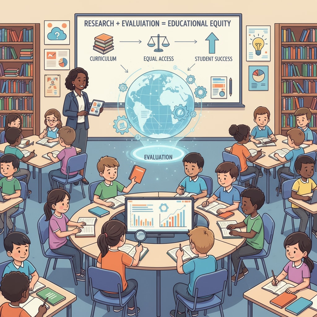 Diverse students in a classroom highlighting the need for research and evaluation for equal education