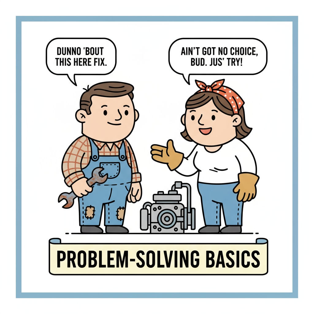 Two fictional characters are having a simple conversation, demonstrating authentic dialogue for characters with limited education. An illustration of developing authentic dialogue in novel character portrayal