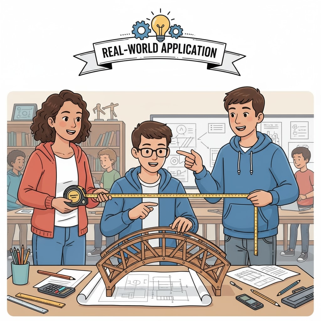 Students are actively working together on a real-world project, measuring and discussing with enthusiasm. Students engaged in a real-world project for innovative courses and student engagement