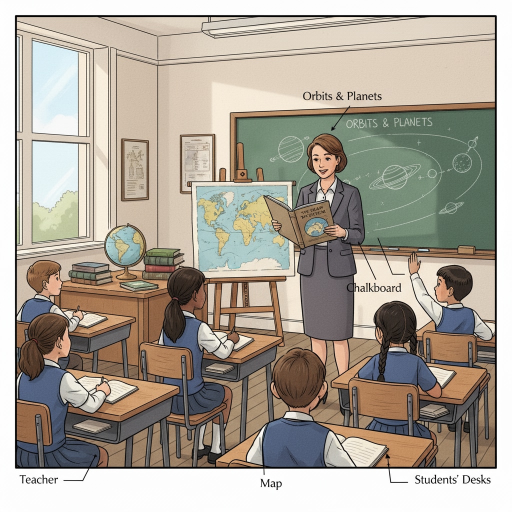 Traditional teaching tools in a classroom