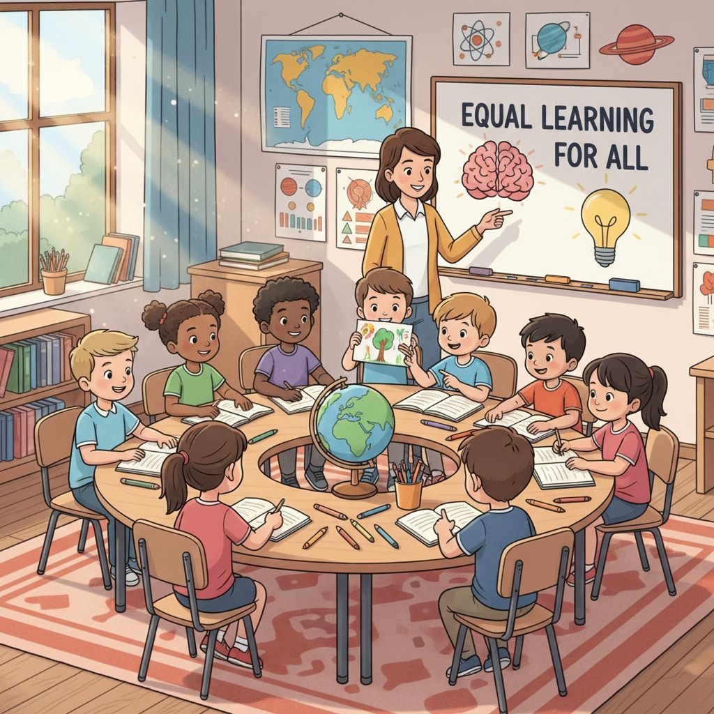 Diverse children in a classroom for gifted education, kindergarten admissions, and educational equality.