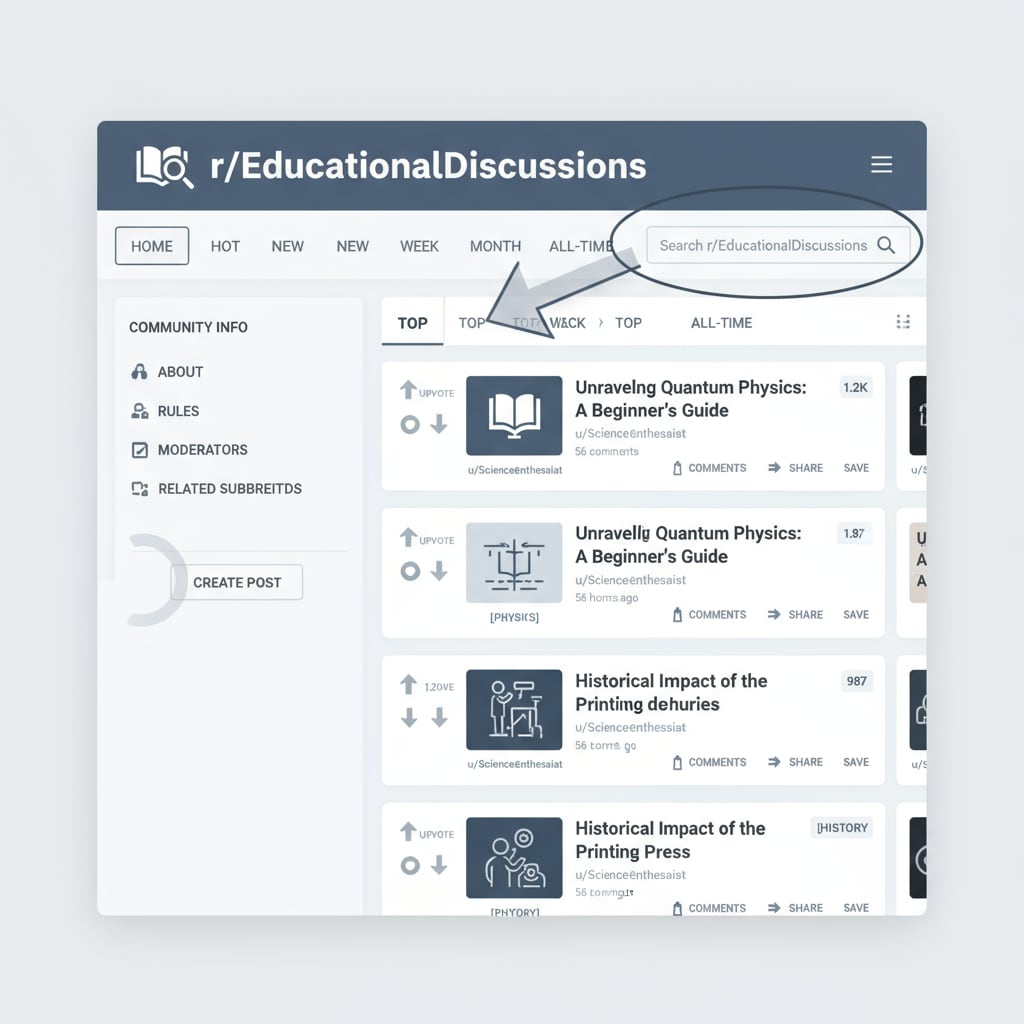 Screenshot of a Reddit subreddit page related to educational community rules, Reddit education network, and subreddit navigation