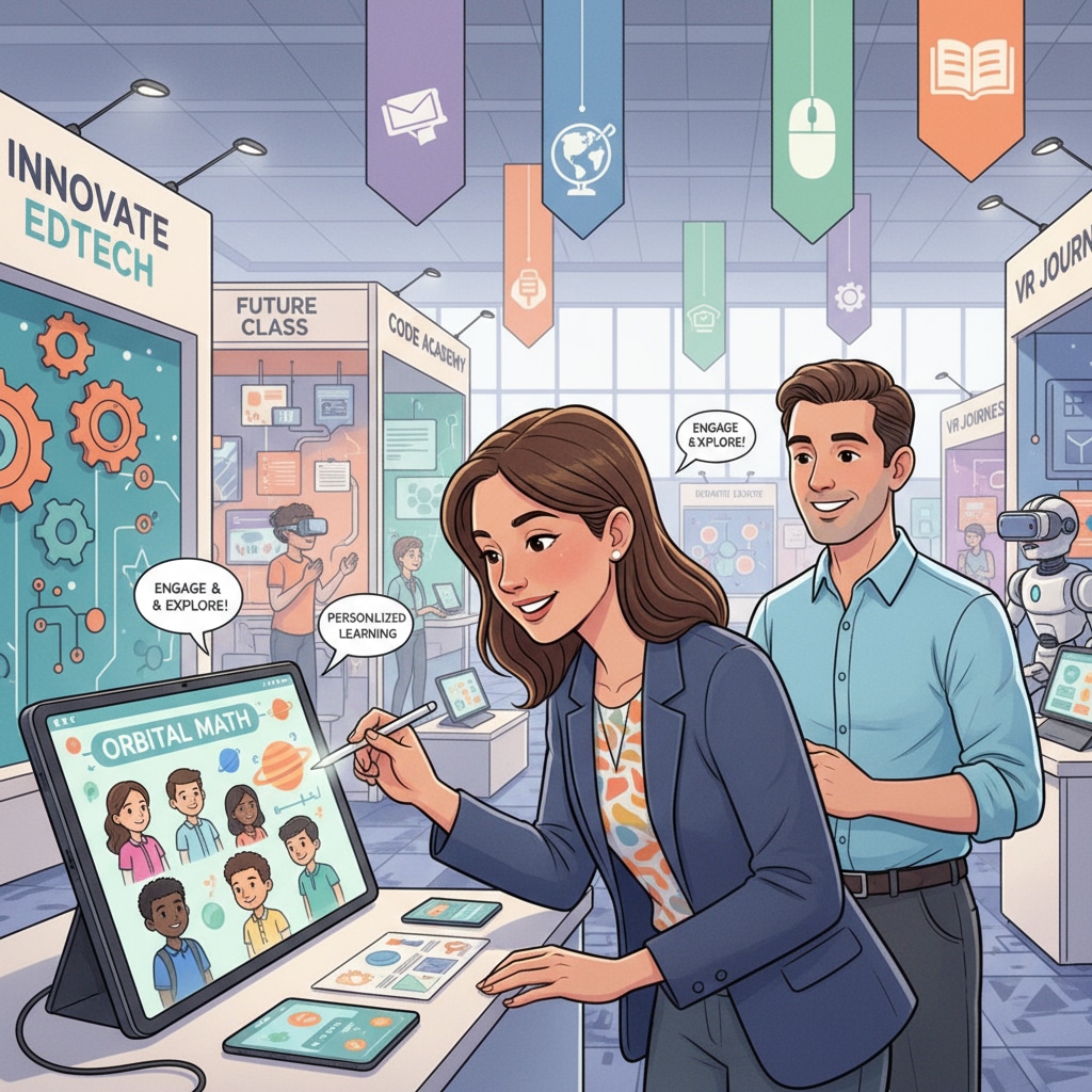 K12 teacher exploring educational technology tools at a conference as an information source for adoption