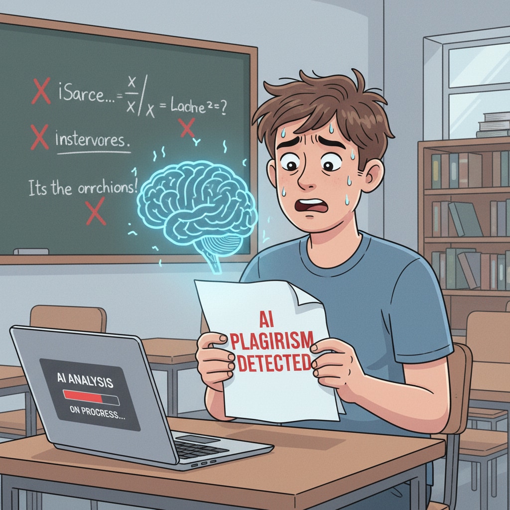 Student under stress due to AI accusations in academic paper