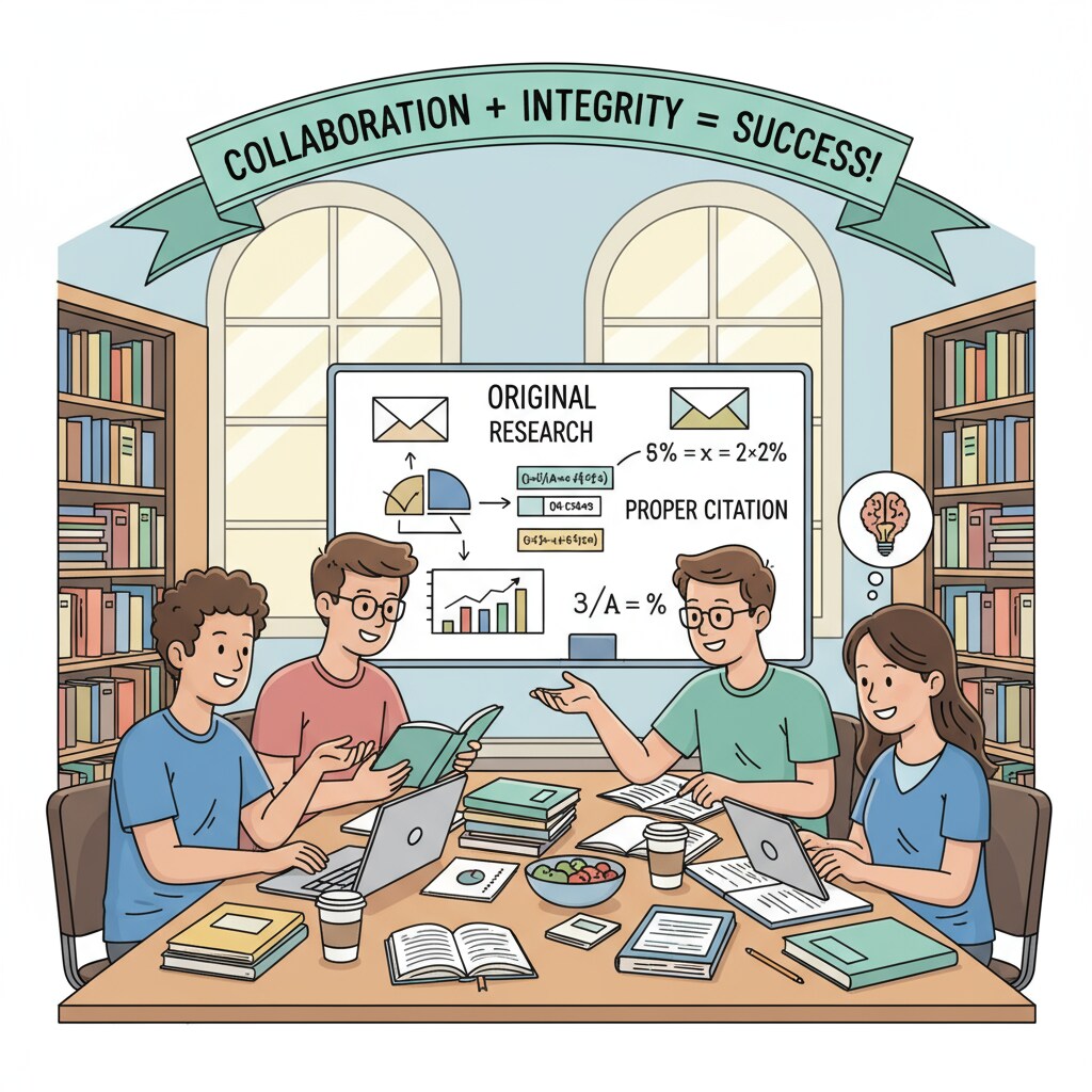 Students collaborating, demonstrating academic integrity in a project