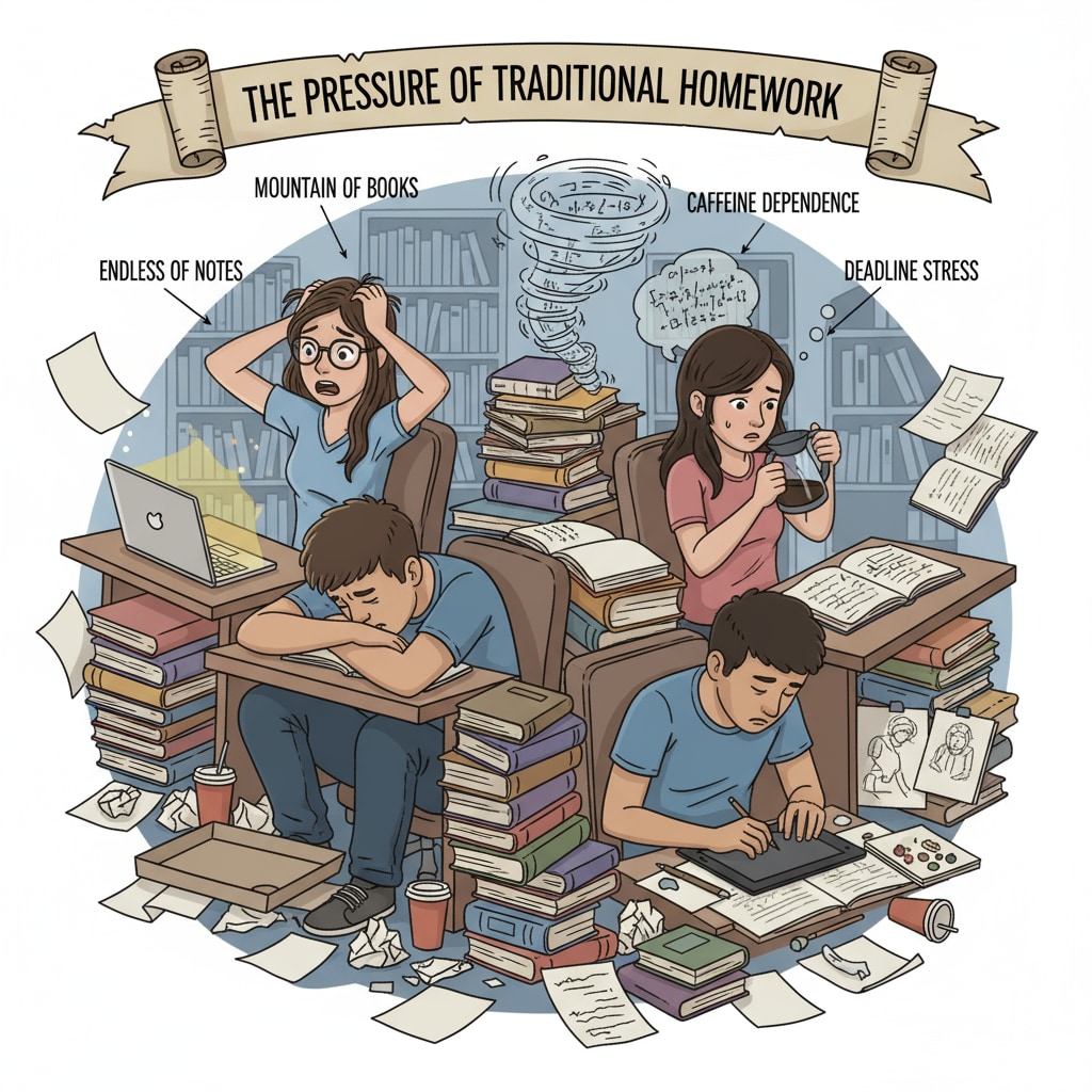 Stressed students doing homework