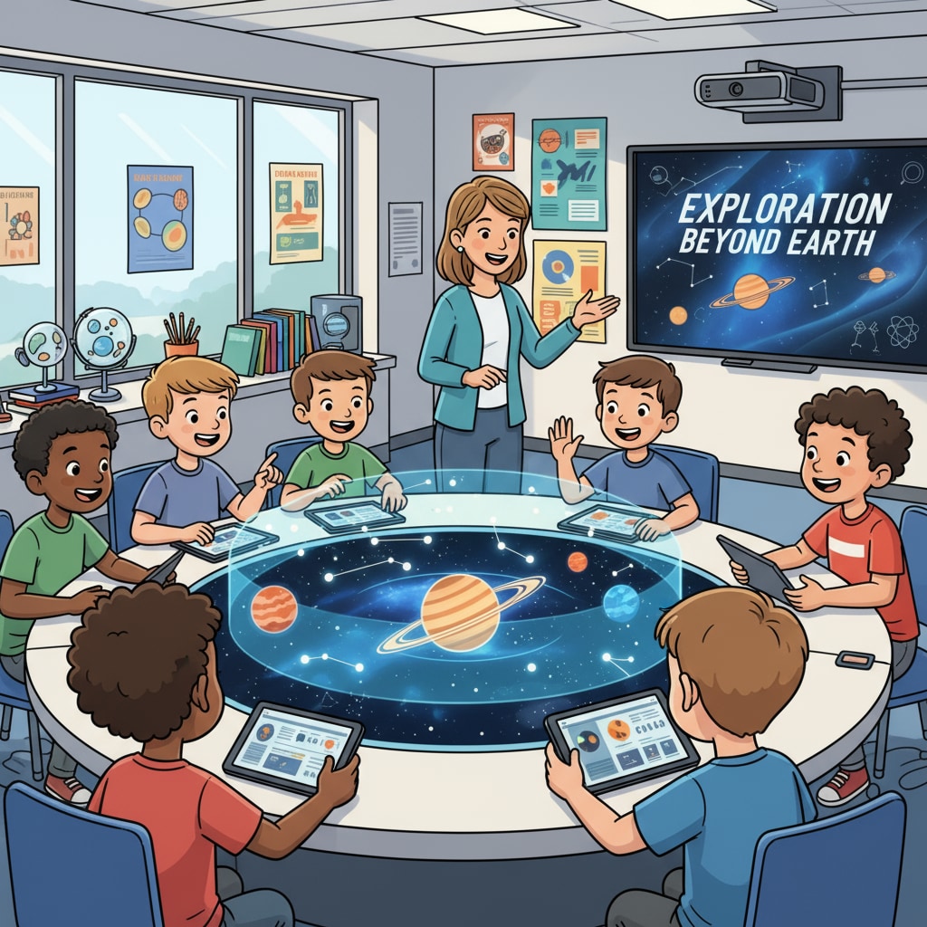 A group of students is actively involved in an innovative classroom activity, with excited expressions on their faces and interacting with each other. Students actively participating in an innovative classroom activity related to teacher interviews, innovative courses, and student engagement