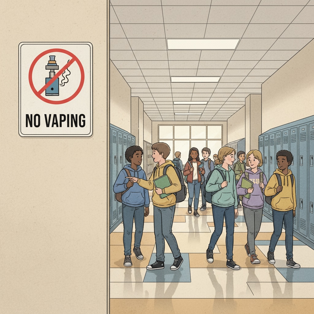 Vaping detection and school safety in a hallway