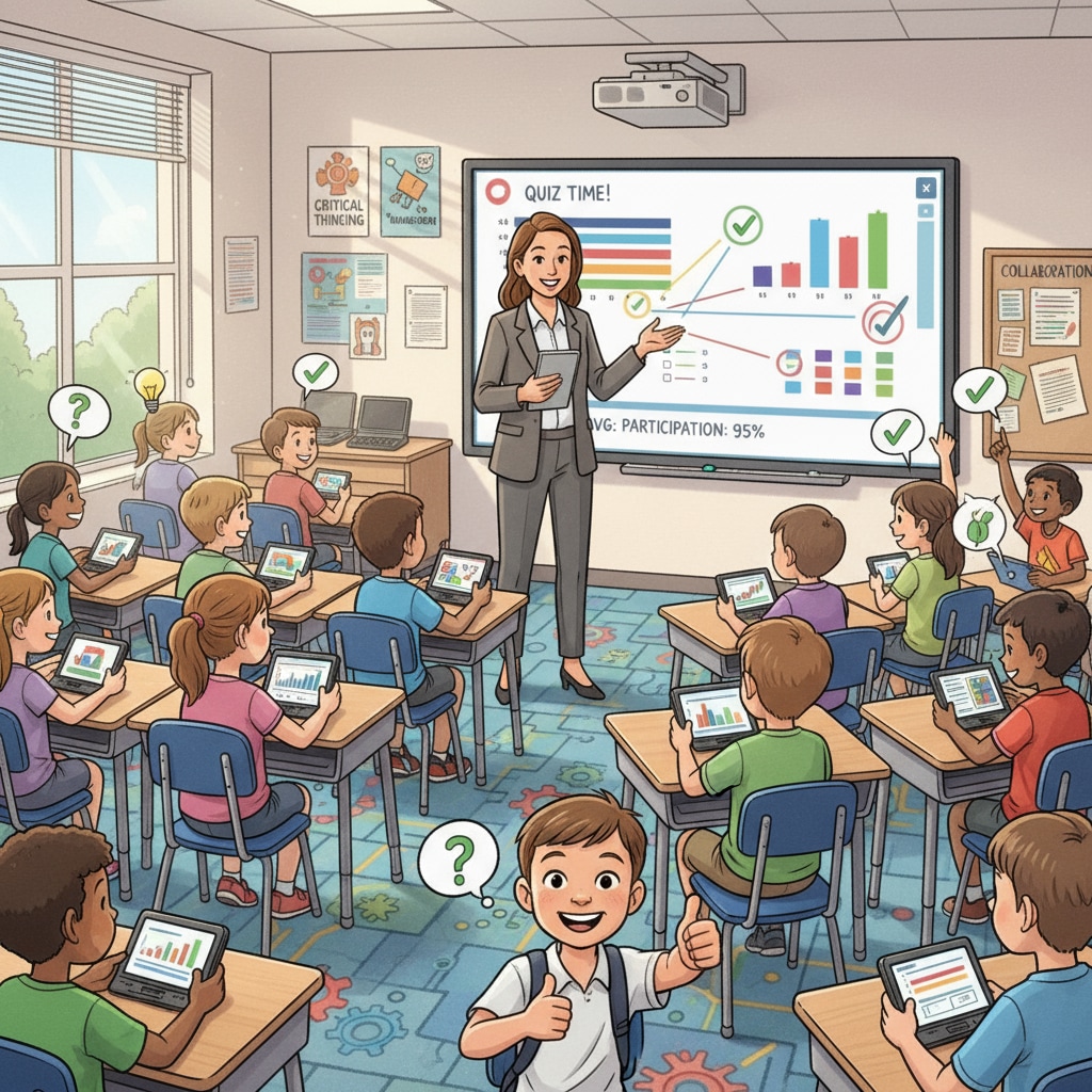 K12 teacher using educational technology tool for enhanced student interaction and professional development