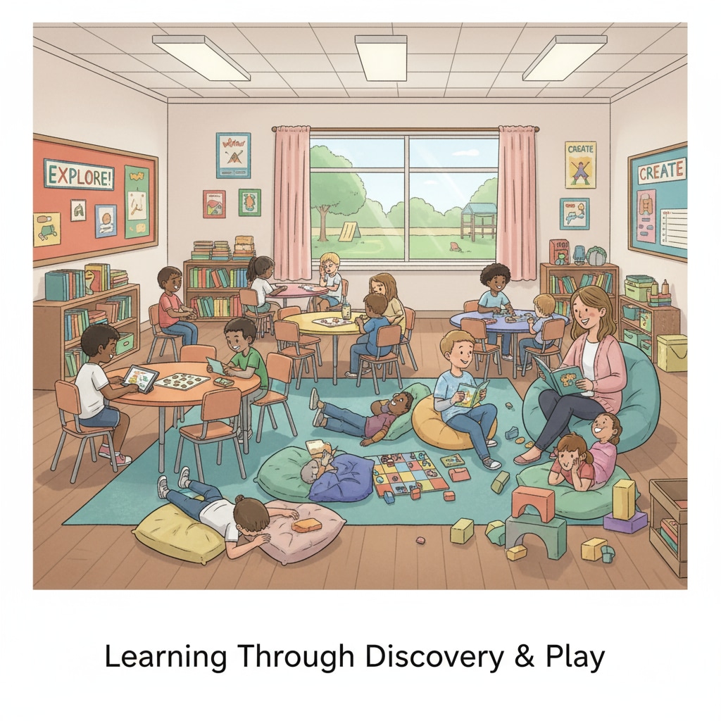 A classroom in a US K12 school with students in a less academically rigorous setting related to academic rigor, external exams, and college applications