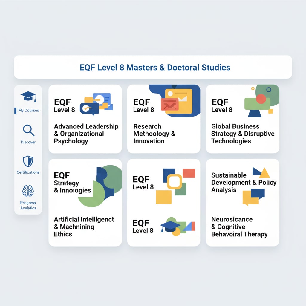 Online learning interface for EQF 8 level courses for full-time workers