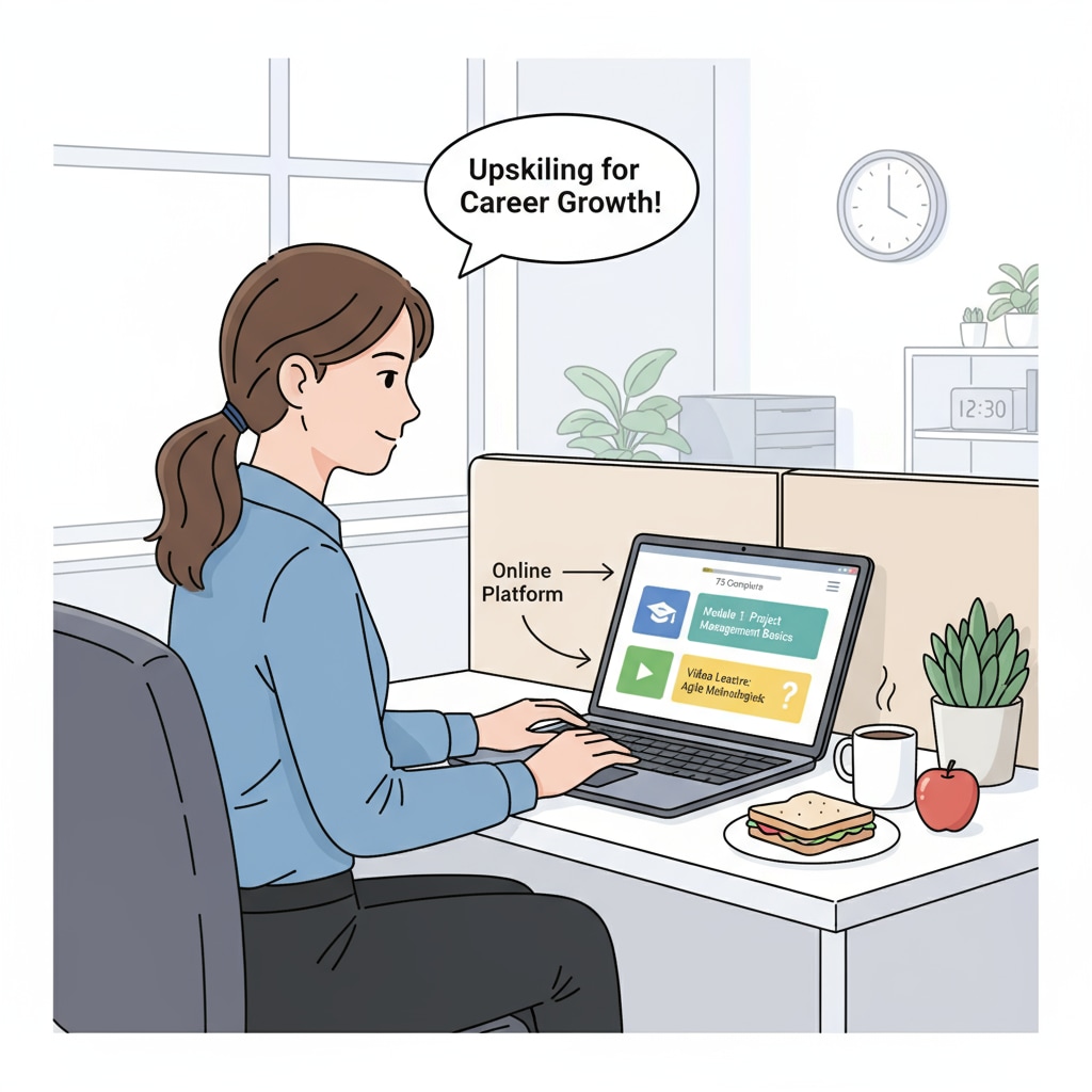 Full-time worker studying EQF 8 level courses online during breaks