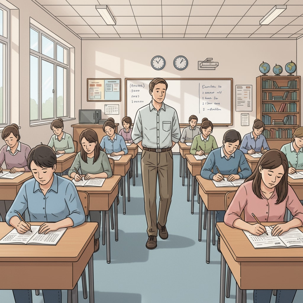 K12 test proctor observing students during the exam