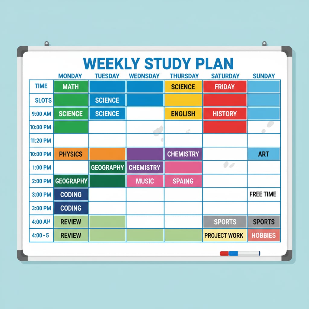 A visual representation of time management for exam preparation.
