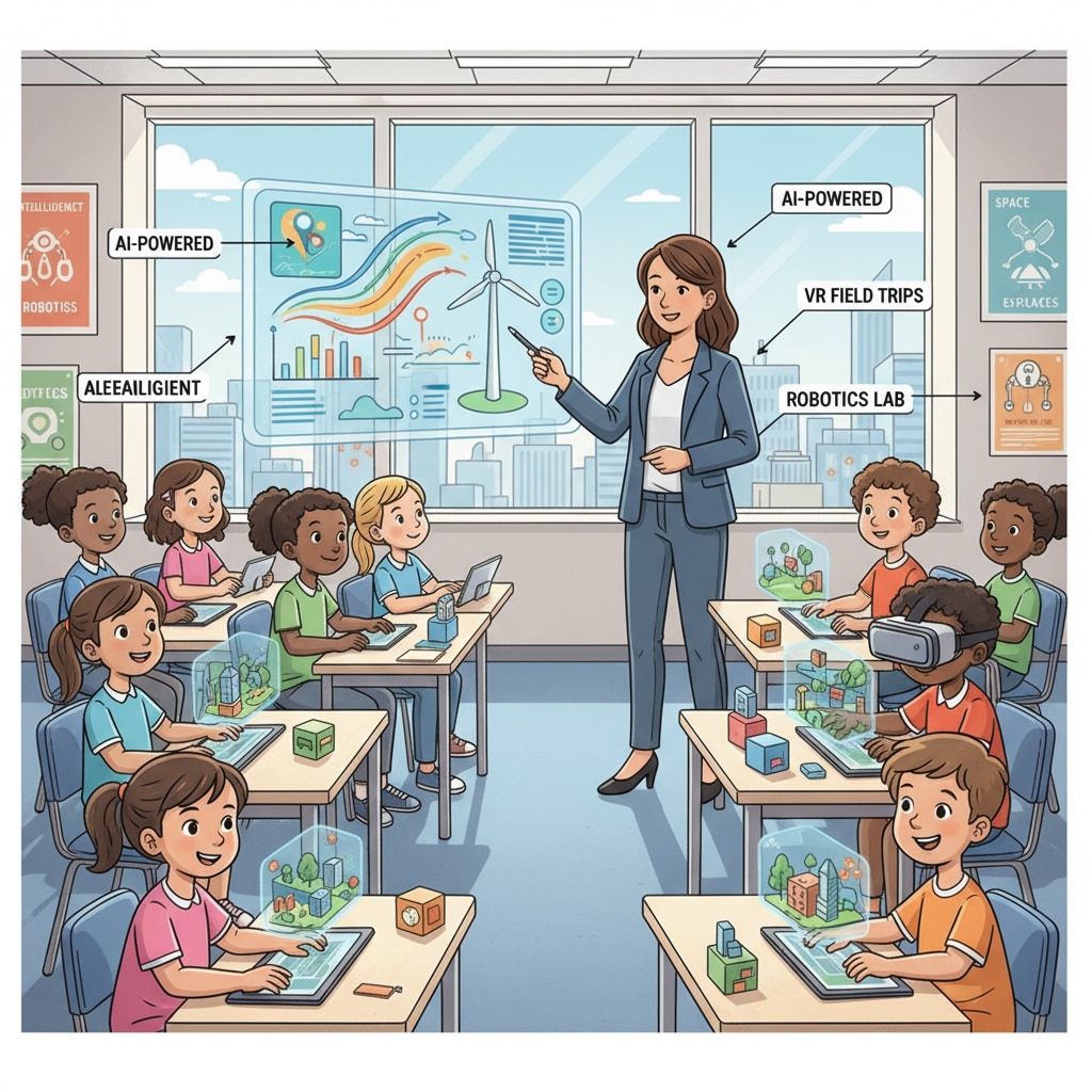 Teacher utilizing educational technology for teaching, relevant to teacher career transition, professional development, and educational qualifications