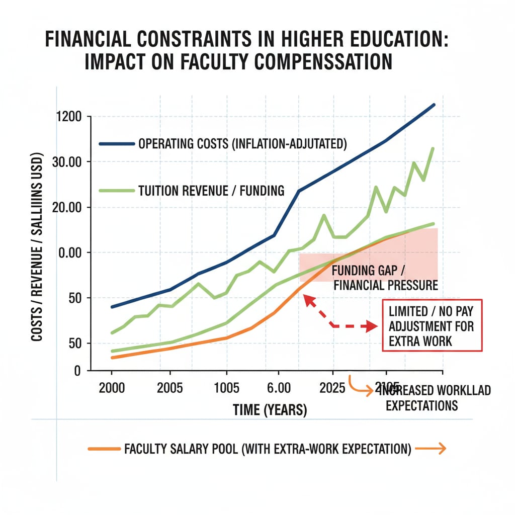 Financial constraints graph in higher education related to extra work pay.