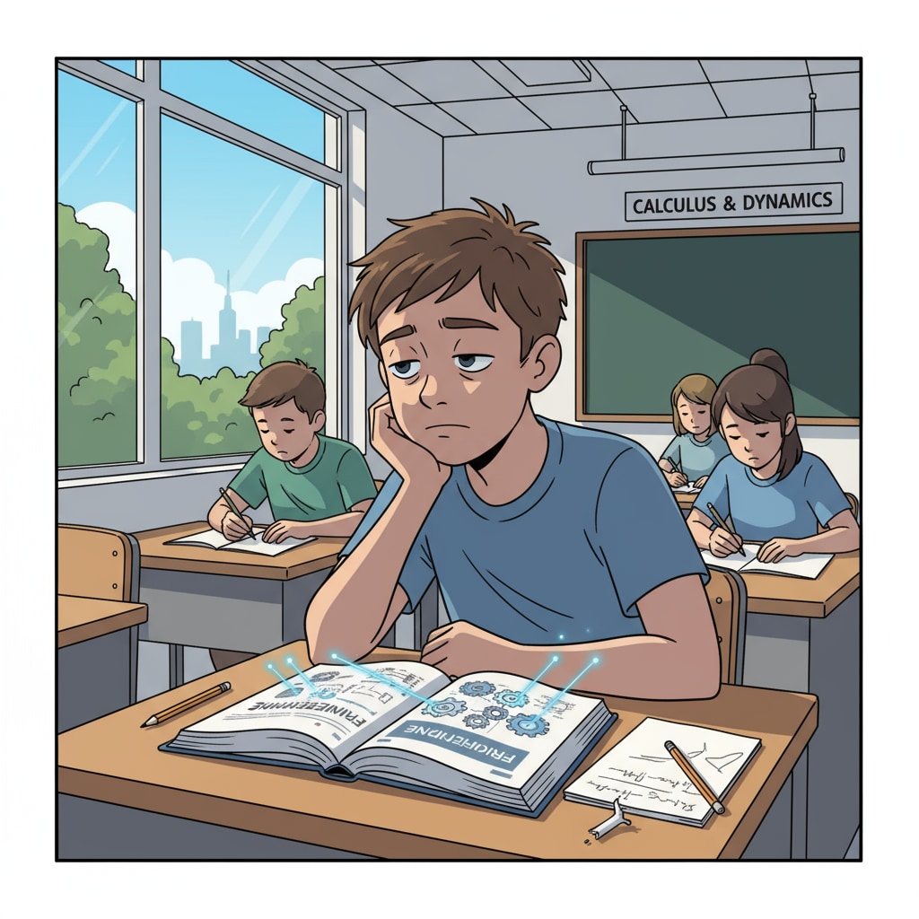 A student showing lack of enthusiasm in a classroom related to university major selection influenced by social experience