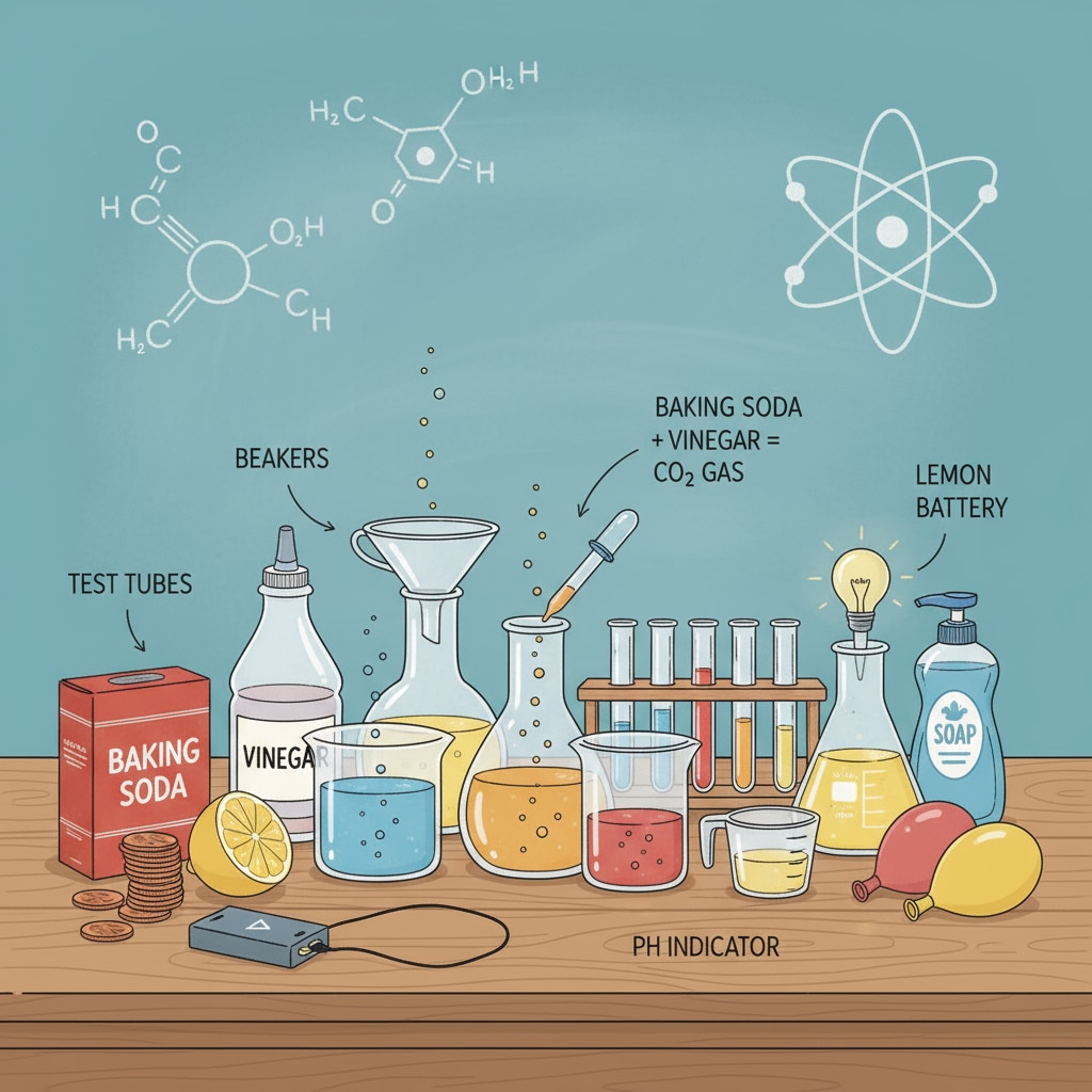 Science experiment materials for children's projects in line with scientific methods