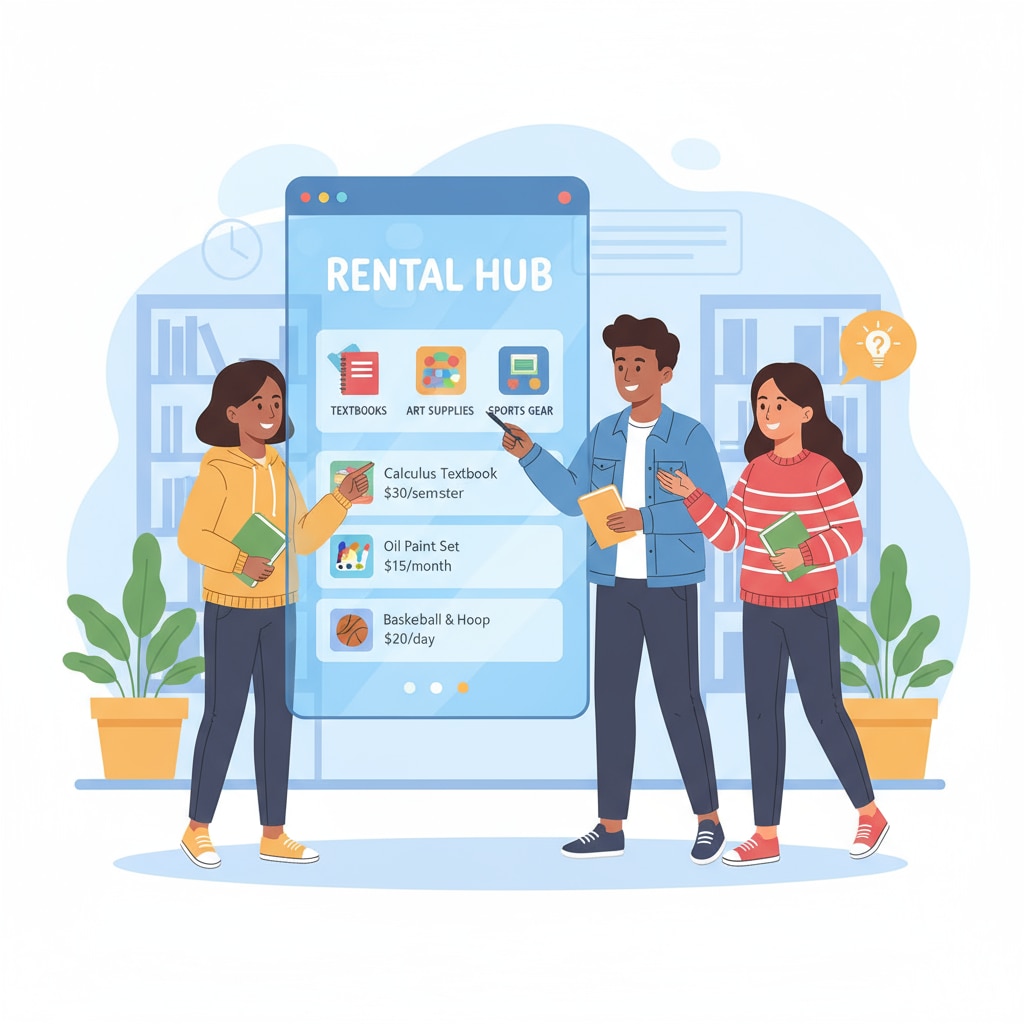 Students exploring rental options on a platform for campus item sharing and potential extra income